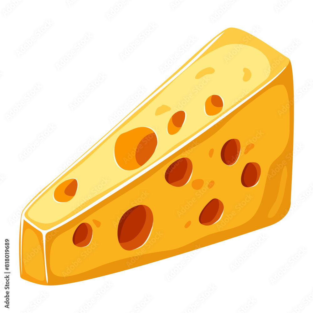 A piece of cheese. Illustration on a white background A piece of cheese. Illustration on a white background