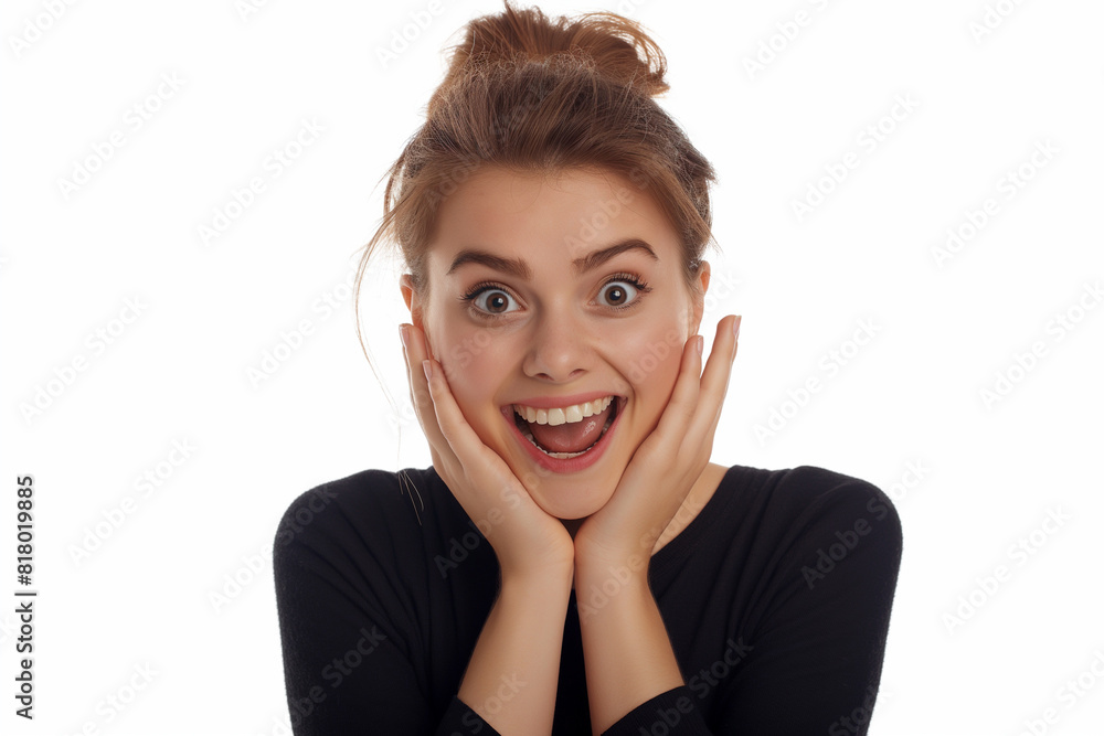 a beautiful woman with a face full of excitement and joy a beautiful woman with a face full of excitement and joy