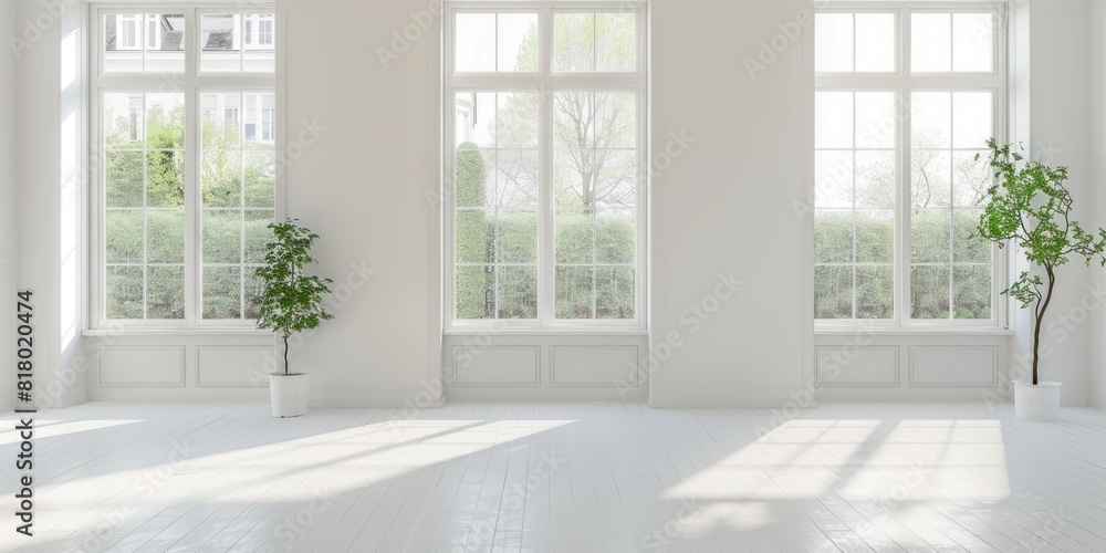 Windows Background. Modern White Empty Room with Large Windows for Scandinavian Interior Design Windows Background. Modern White Empty Room with Large Windows for Scandinavian Interior Design