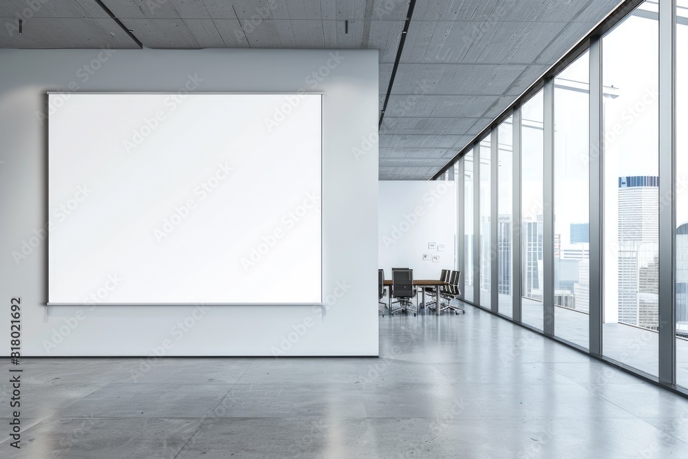Blank Office. Clear Wall for Advertising Art in Bright Business Environment Blank Office. Clear Wall for Advertising Art in Bright Business Environment