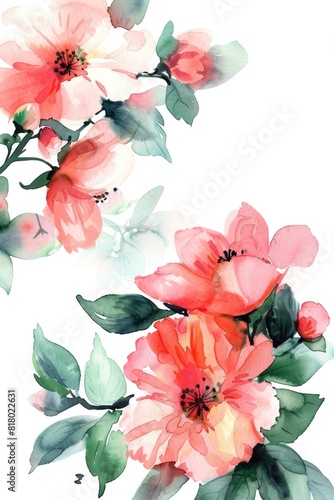Elegant Watercolor Floral Arrangement with Pastel Blooms and Foliage