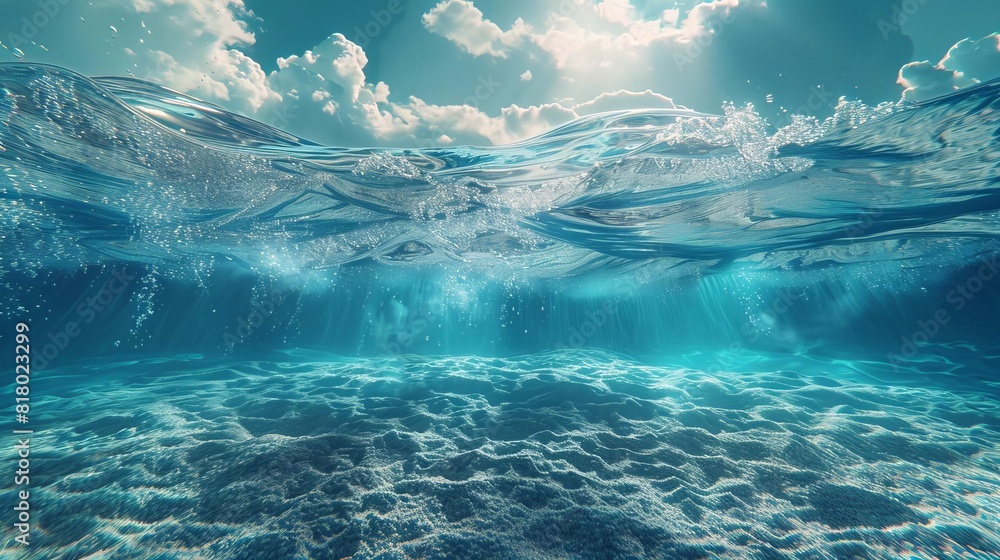 Dynamic underwater view of the ocean surface