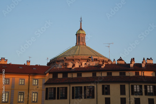 Historic buildings along via Zecca Vecchia in Milan, Italy photo