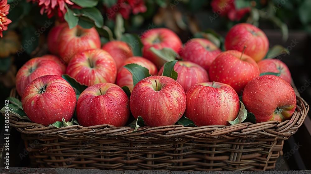 A basket of freshly picked apples from the orchard. A basket of freshly picked apples from the orchard.