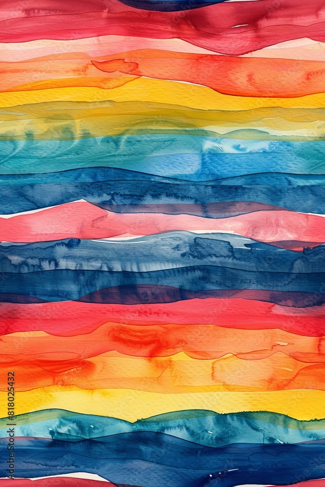 Minimalist Abstract Watercolor Wallpaper Design with Thin Colorful Brush Strokes, Small Stripes, and Wavy Lines