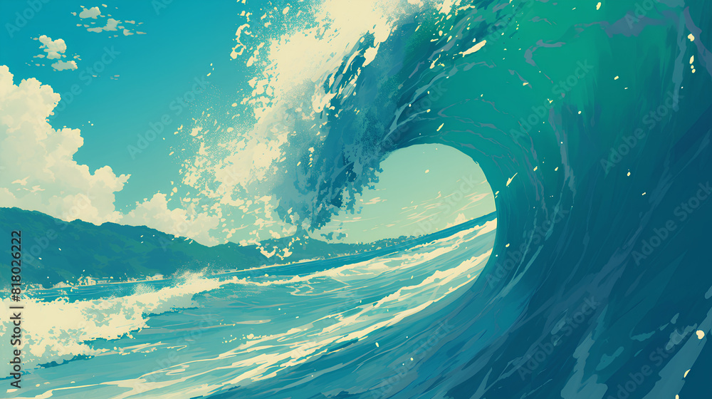 anime visualization of surfing waves anime visualization of surfing waves