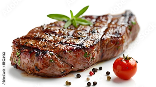 Freshly grilled steak isolated on white background
