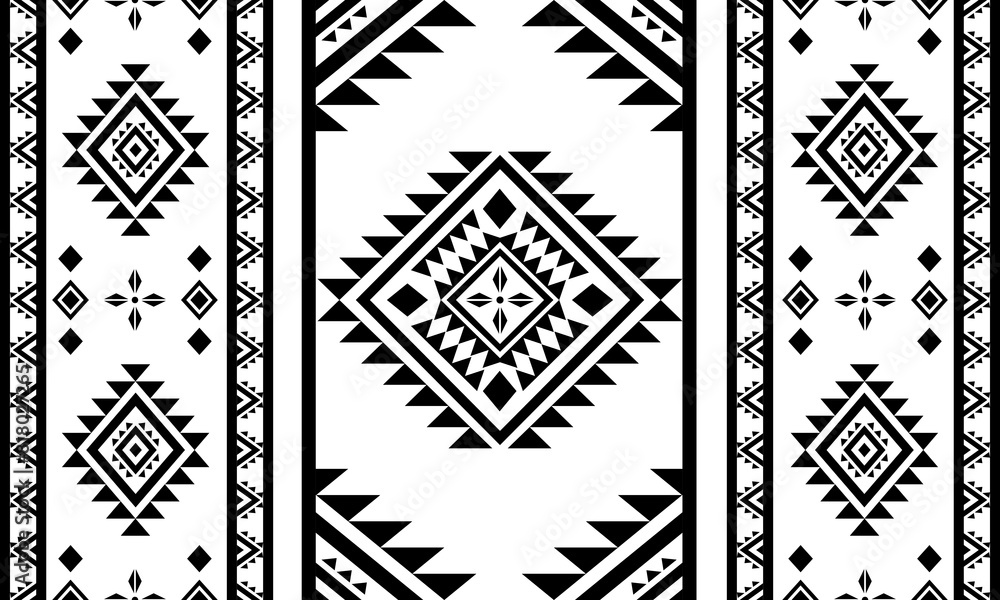 Navajo aztec southwest geometric seamless pattern fabric black and white design for textile printing Navajo aztec southwest geometric seamless pattern fabric black and white design for textile printing