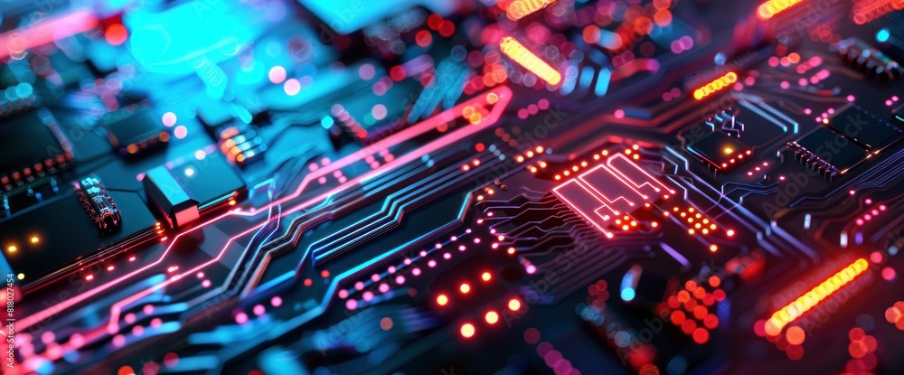 Obraz premium Technology Abstract, Ai Processing Circuits, Technology Abstract Background