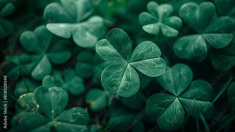 Green clover, often seen as a symbol of luck and St Patricks Day Green clover, often seen as a symbol of luck and St Patricks Day