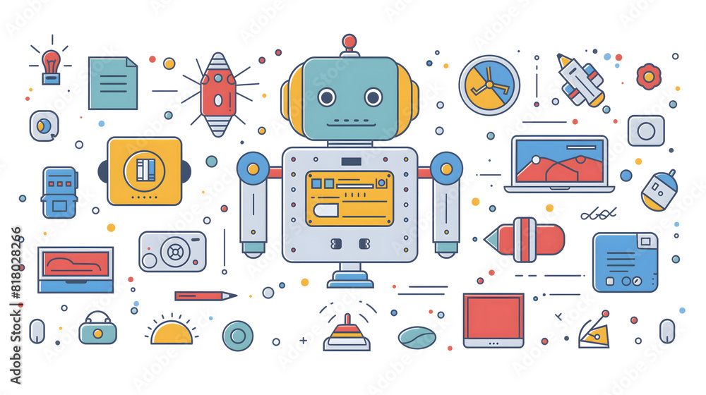 Fototapeta premium Icons representing automation engineer