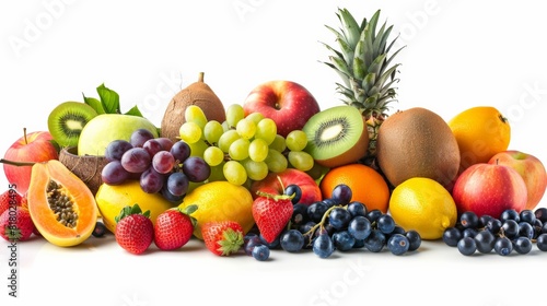 A variety of fruits are arranged in a visually appealing way.