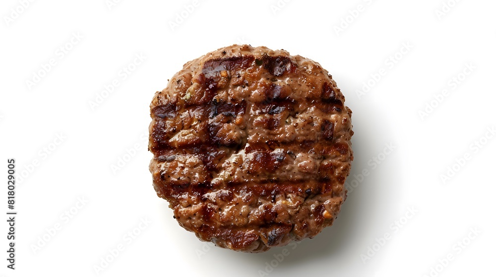Freshly grilled burger meat isolated on a white background Freshly grilled burger meat isolated on a white background
