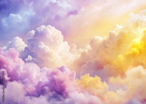 clouds in dreamy purple pink yellow blue cyan pastel hues for background