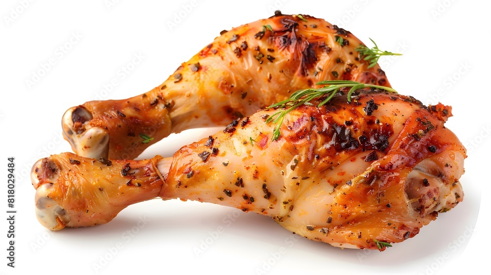 Roasted chicken legs isolated on a white background Roasted chicken legs isolated on a white background