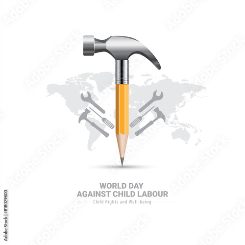 Child labor Vector Child labor Poster  World Day Against Child labor Illustration Vector, World Day against Child Labour. Let's bring child labor down child labor creative ads design 12 June.