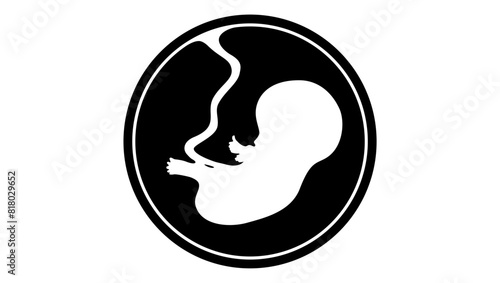 Fetus emblem, black isolated silhouette