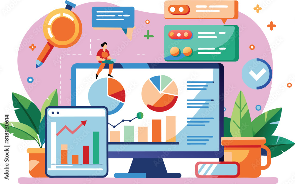 Flat illustration of web report, vector illustration. Flat illustration of web report, vector illustration.