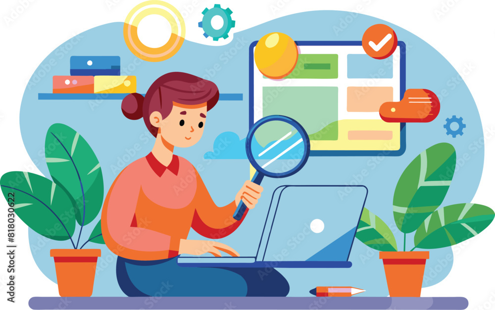 Flat illustration of web searching, vector illustration. Flat illustration of web searching, vector illustration.