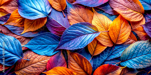 Abstract banner background with blue and orange leaves  AI generated.