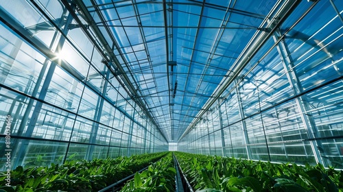 Modern greenhouses, representing sustainable agriculture and food production