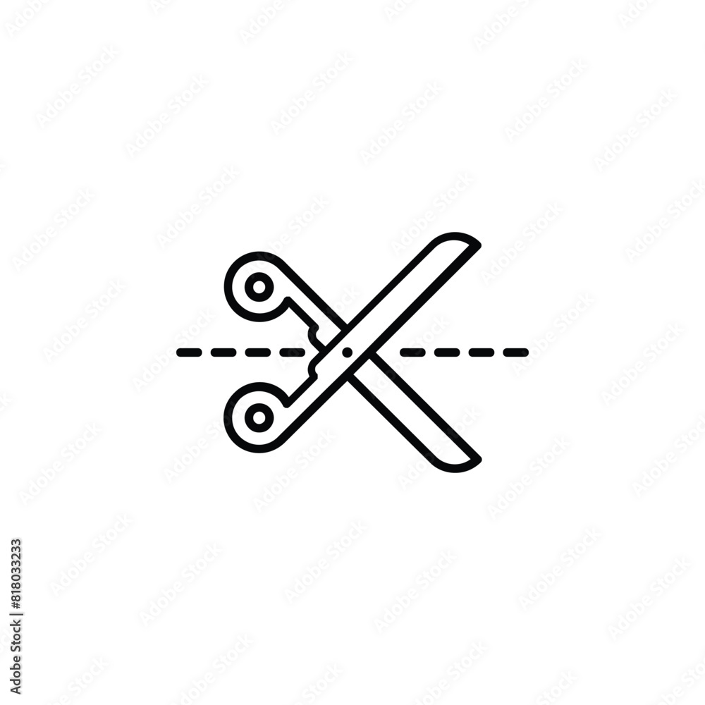 Vector icon of scissors representing cut here, emphasizing precision cutting