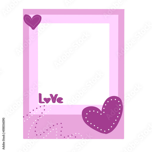 pink frame with purple hearts