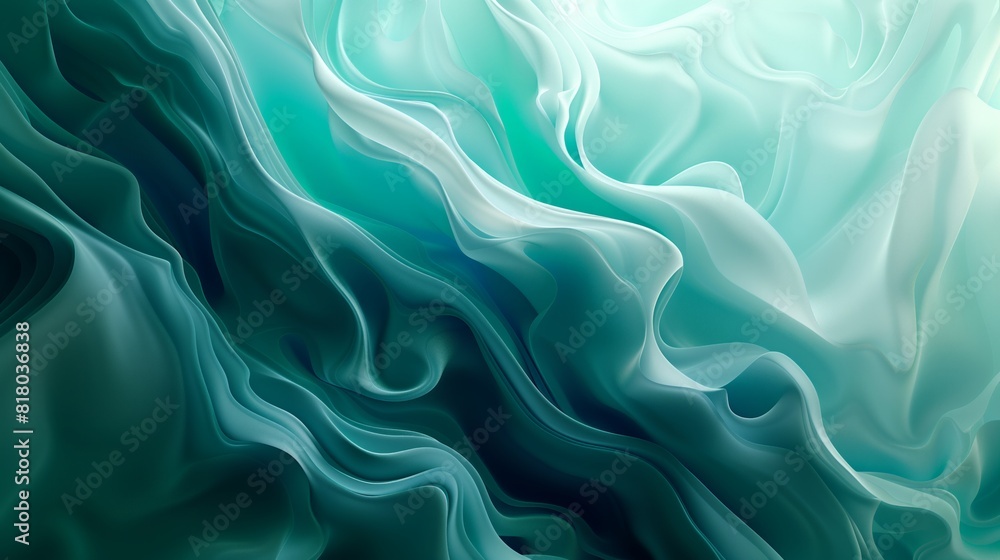 Abstract Smooth Gradient Wave Pattern in Soft Green and Blue Tones Abstract Smooth Gradient Wave Pattern in Soft Green and Blue Tones