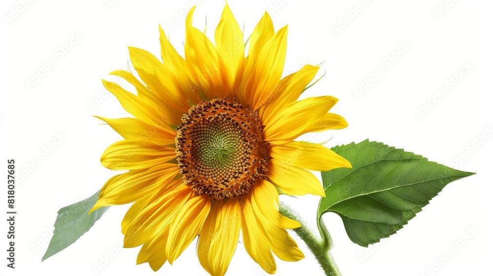 Obraz premium Single sunflower illustration isolated on white