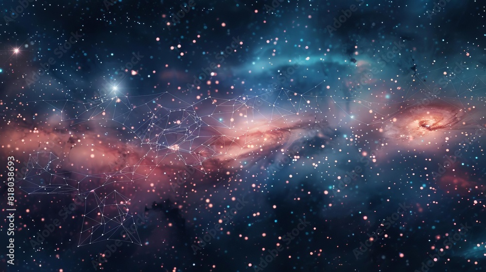 Starry sky blended with a network of connections