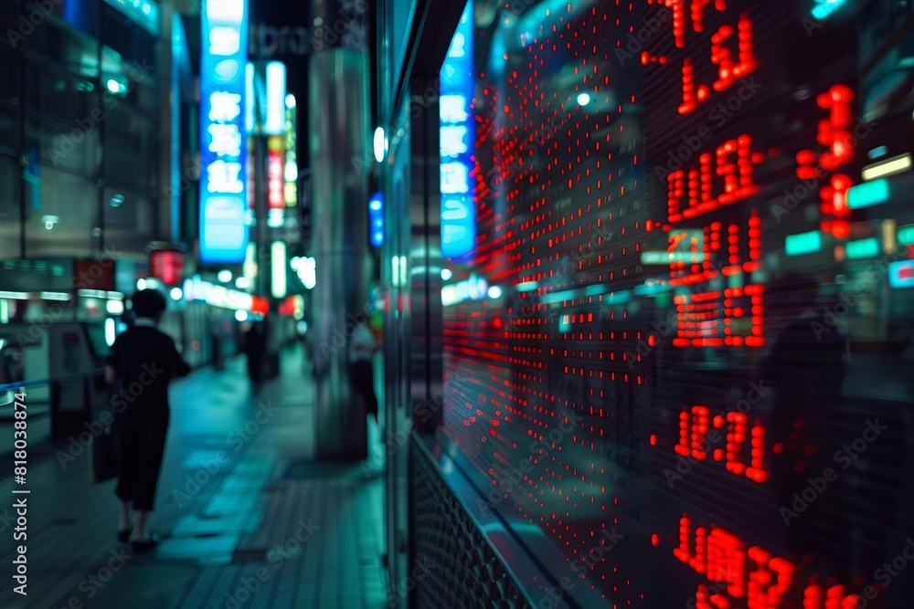 Stock market data visualization at night Stock market data visualization at night