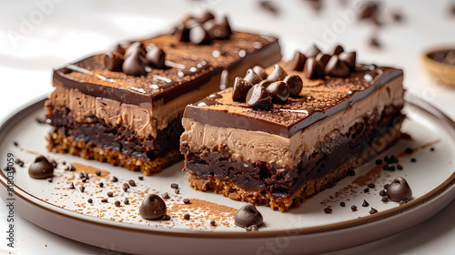 Chocolate Brownie cake on plate with Ice cream on transparent background Remove png created with Generative AI  Clipping Path