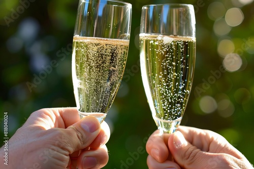 Toasting with champagne glasses to celebrate success or a special occasion