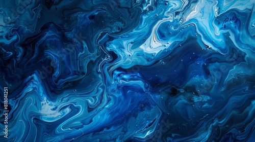 Vibrant  swirling blue paint in water