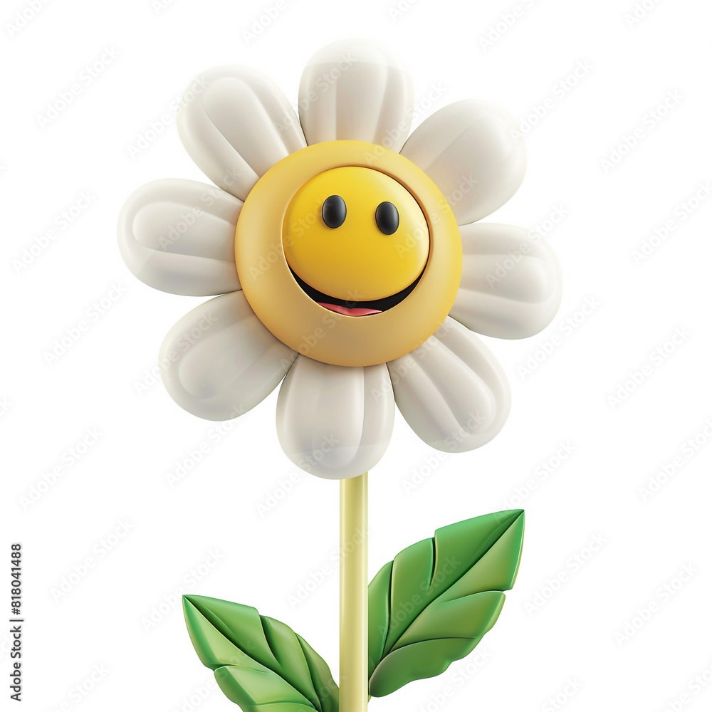 A cute happy and smiling flower. 3D cartoon style. A cute happy and smiling flower. 3D cartoon style.