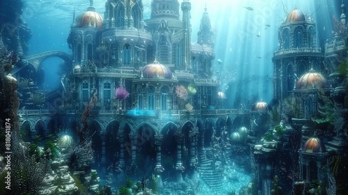 Surreal Underwater Palace Ethereal Marine Archite 