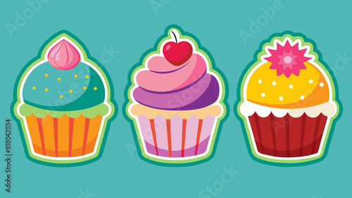 Cupcake sticker icon set