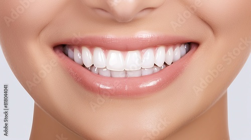 Beautiful smile with whitening teeth. Dental photo Generative AI