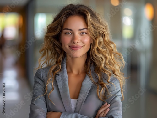 Wallpaper Mural A young female employee smiles in the office Torontodigital.ca