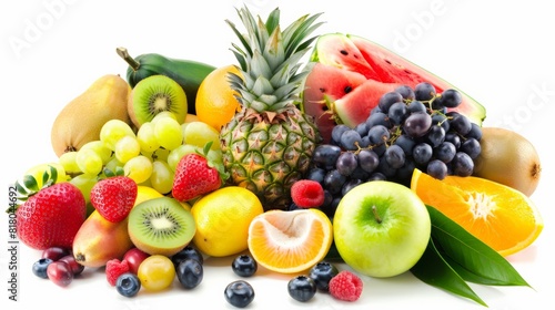 A variety of fruits are arranged in a visually appealing way