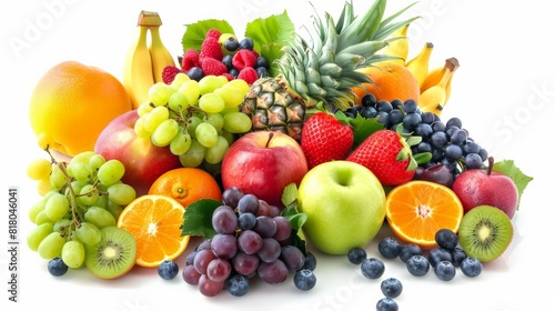 A variety of fruits are arranged in a visually appealing way.