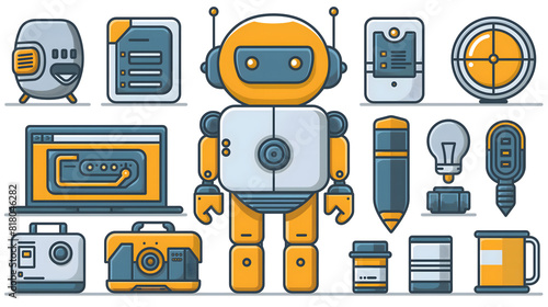 Wallpaper Mural Icons representing automation engineer Torontodigital.ca