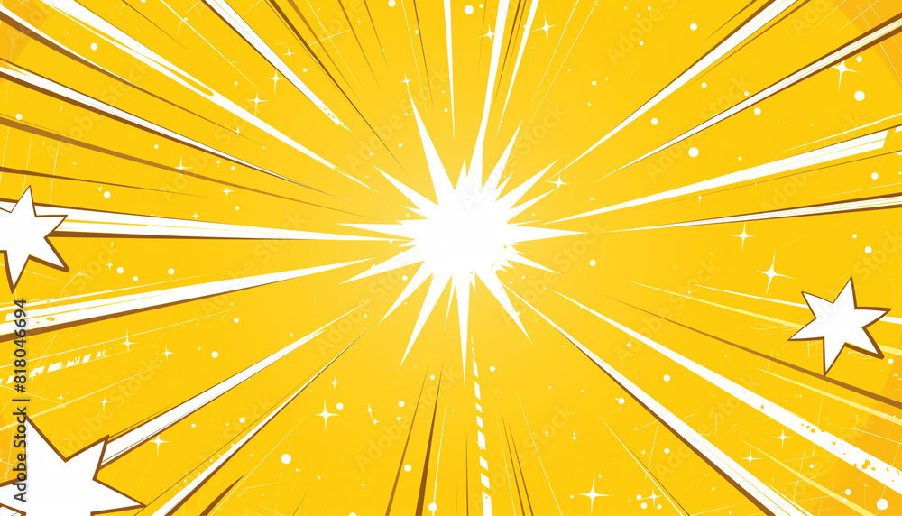 Fototapeta premium yellow sky with sun , half vintage comic book pattern, pop art background 