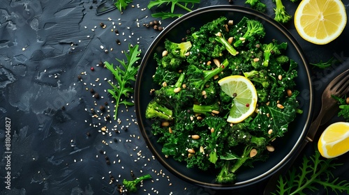 Delicious broccolini salad with lemon pine nuts photo
