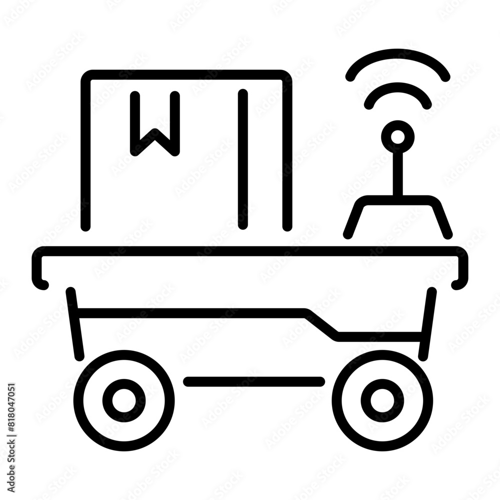 Here’s a linear icon depicting robot delivery Here’s a linear icon depicting robot delivery