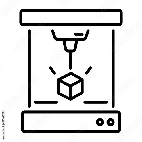 Get this line style icon of a 3d printer 