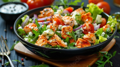 Buffalo chicken salad healthy delicious salad with grilled chicken vegetables tangy buffalo sauce