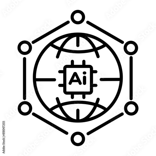 Premium outline icon of an artificial noosphere