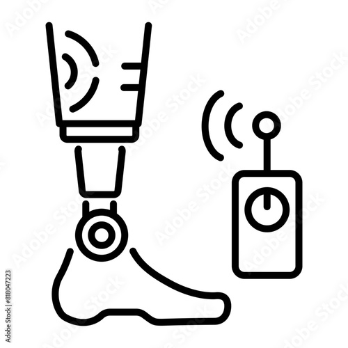 Premium outline icon depicting smart prosthesis