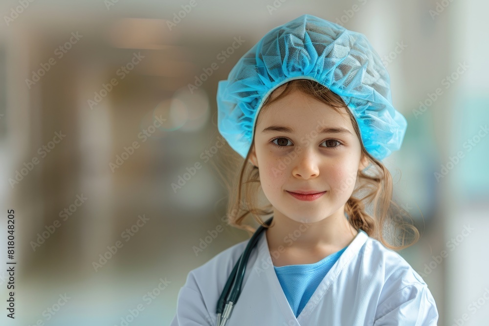Adorable Little Girl in Doctor with Stethoscope Adorable Little Girl in Doctor with Stethoscope